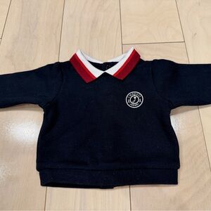 Jacadi Baby Boy Navy Sweatshirt with Red and White Accents Sz 1month